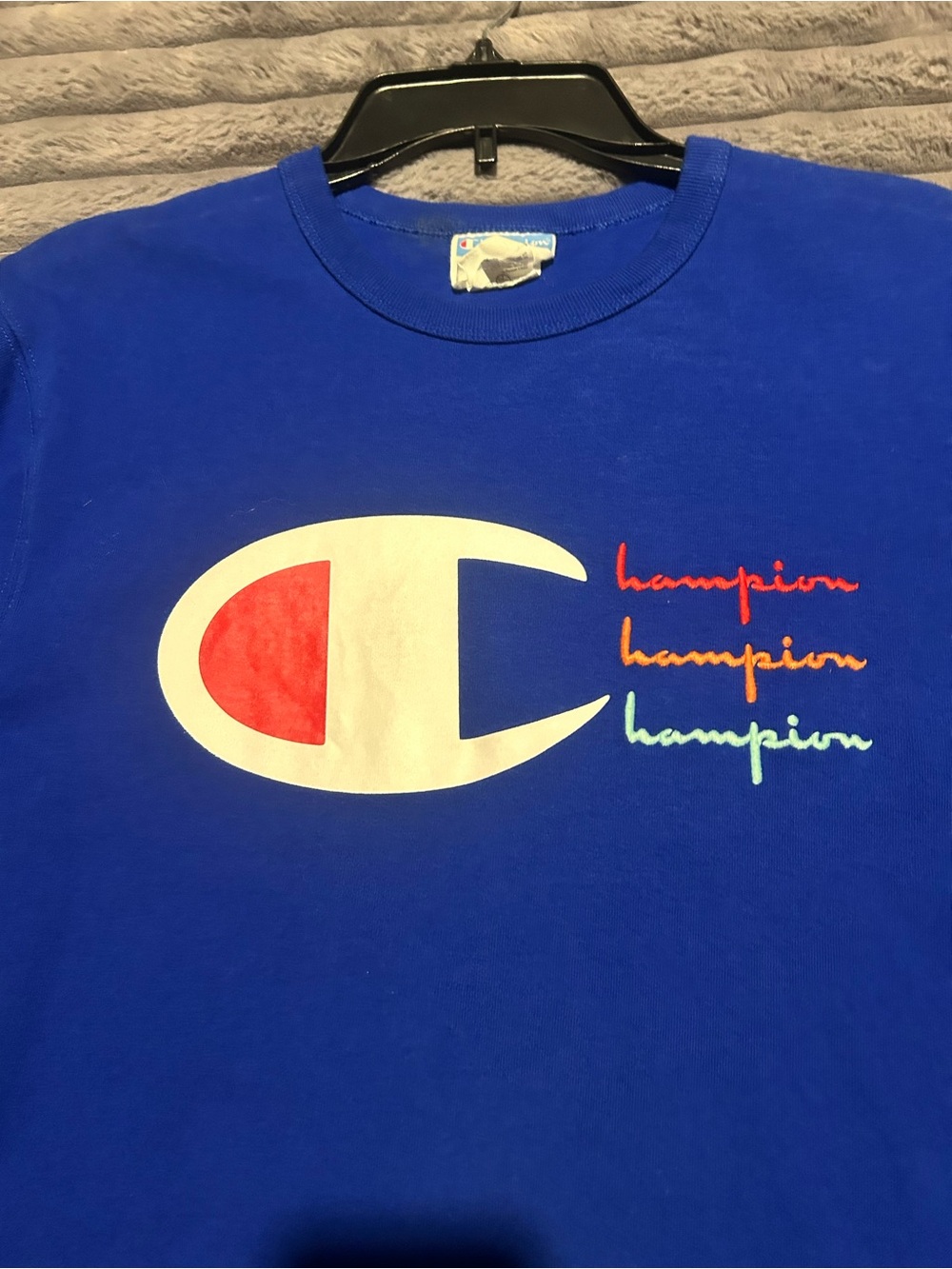 Champion short sleeve crewneck Blue Spell out logo T-shirt - Picture 3 of 5